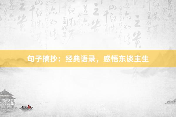 句子摘抄：经典语录，感悟东谈主生